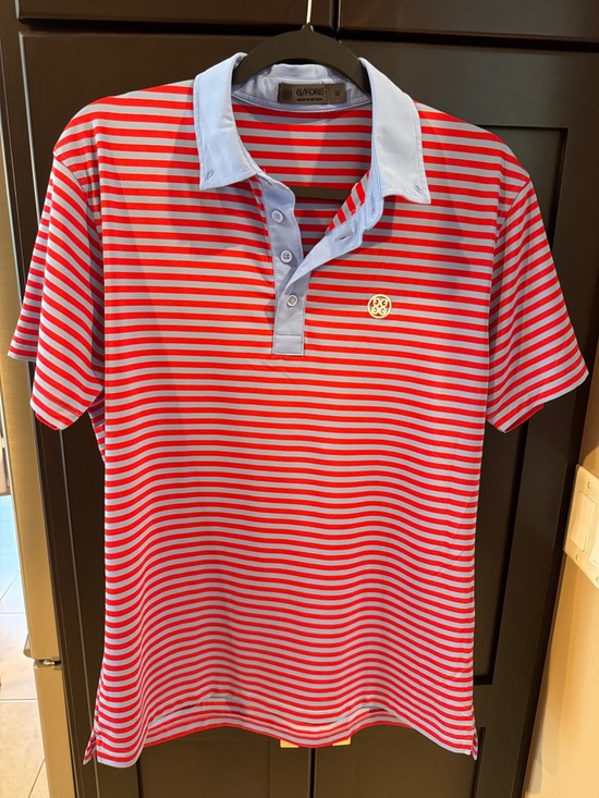 G/FORE Other - G/FORE Red and Light Blue Striped Polo with Light Blue Collar. Size medium.